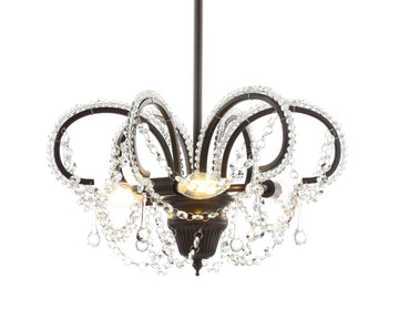 Caroline 16" Metal/Crystal LED Adjustable Chandelier - JONATHAN Y